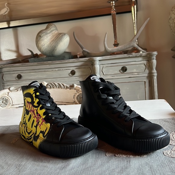 Versace - La Greca “Smiley” High-Top Sneakers - Picture 3 of 8